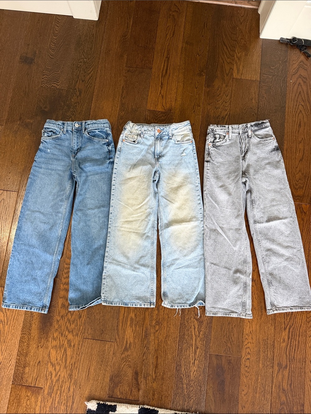 H&M Kids triple Pair Jeans - Acid wash, Light Blue & Light Gray